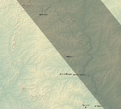Map of the eclipse path across Côte d'Ivoire (Ivory Coast) on 09/01/1951