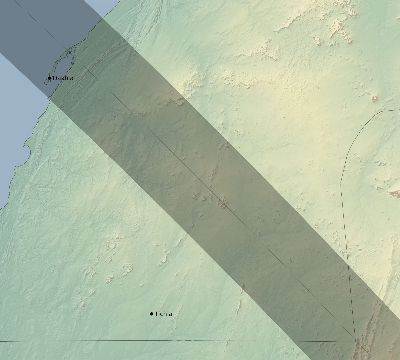 Map of the eclipse path across Western Sahara on 09/01/1951