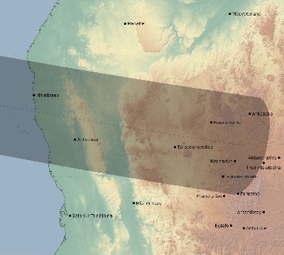 Map of the eclipse path across Madagascar on 09/01/1951