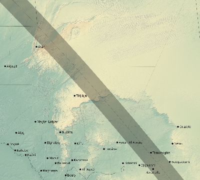 Map of the eclipse path across Mauritania on 09/01/1951