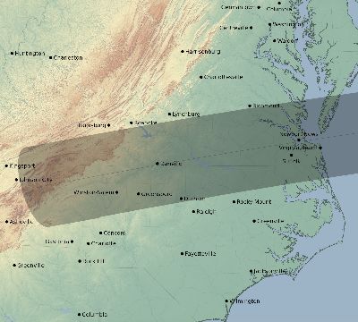 Map of the eclipse path across United States on 09/01/1951