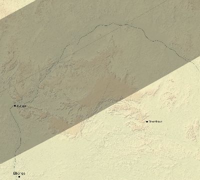 Map of the eclipse path across DR Congo on 02/25/1952