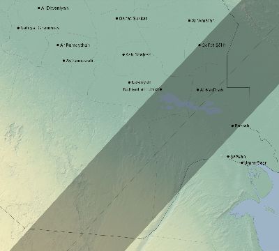 Map of the eclipse path across Iraq on 02/25/1952