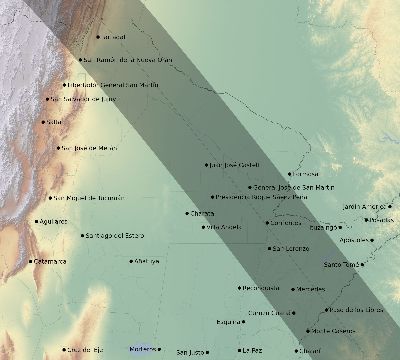 Map of the eclipse path across Argentina on 08/20/1952