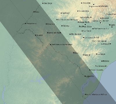 Map of the eclipse path across Brazil on 08/20/1952