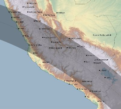 Map of the eclipse path across Peru on 08/20/1952