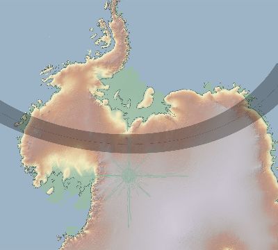 Map of the eclipse path across Antarctica on 01/05/1954