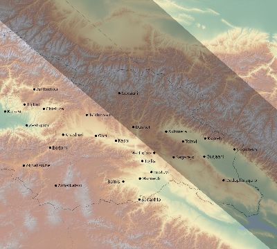 Map of the eclipse path across Georgia on 06/30/1954