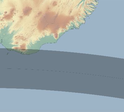 Map of the eclipse path across Iceland on 06/30/1954