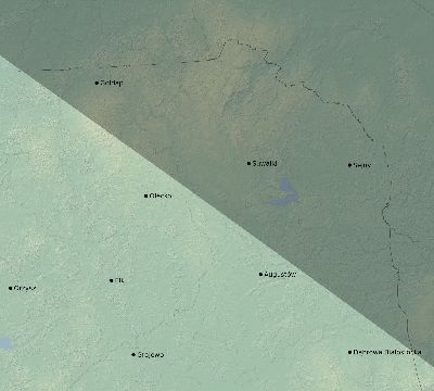 Map of the eclipse path across Poland on 06/30/1954