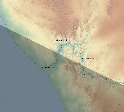 Map of the eclipse path across Namibia on 12/25/1954