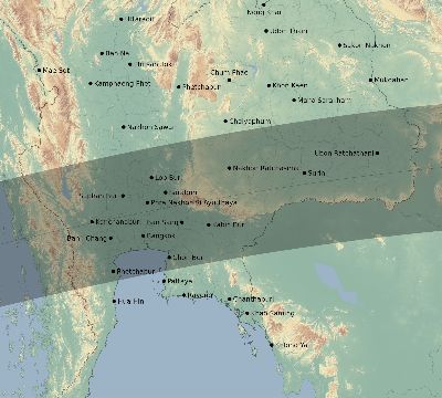 Map of the eclipse path across Thailand on 06/20/1955