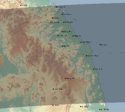 Map of the eclipse path across Vietnam on 06/20/1955