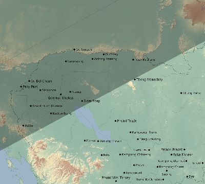 Map of the eclipse path across Cambodia on 12/14/1955