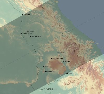 Map of the eclipse path across Laos on 12/14/1955
