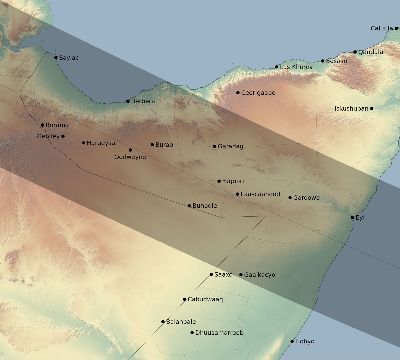 Map of the eclipse path across Somalia on 12/14/1955