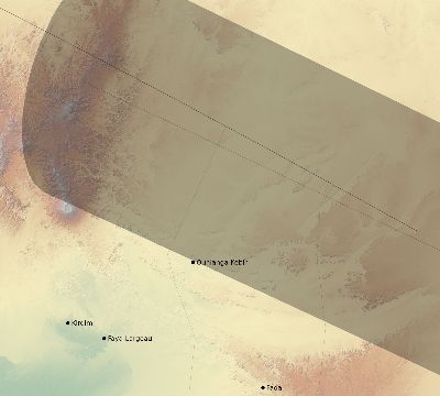 Map of the eclipse path across Chad on 12/14/1955