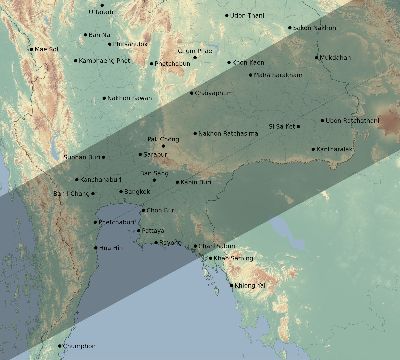 Map of the eclipse path across Thailand on 12/14/1955