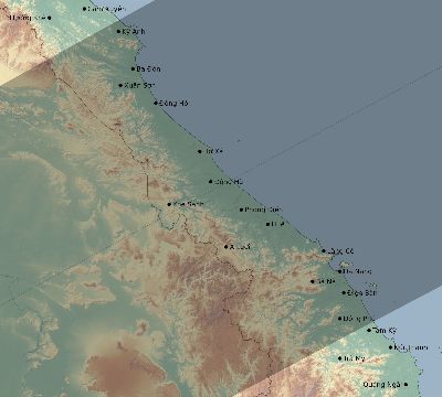 Map of the eclipse path across Vietnam on 12/14/1955
