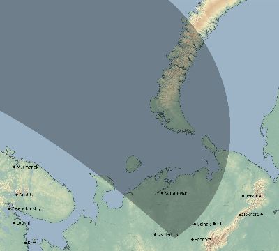 Map of the eclipse path across Russia on 04/30/1957