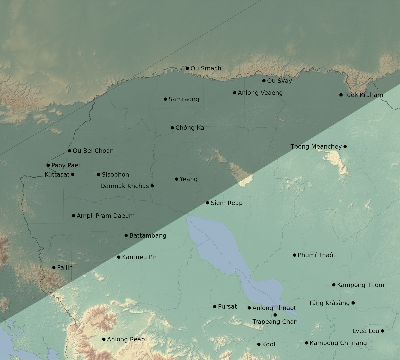 Map of the eclipse path across Cambodia on 04/19/1958
