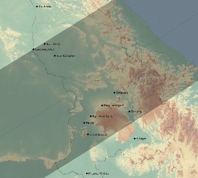 Map of the eclipse path across Laos on 04/19/1958