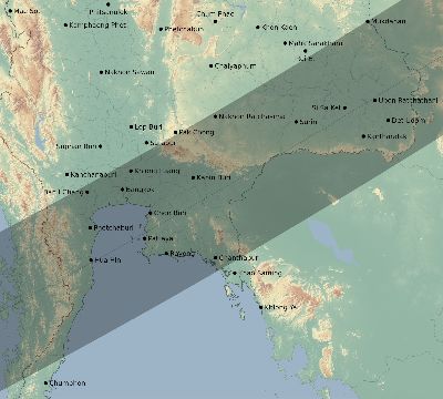 Map of the eclipse path across Thailand on 04/19/1958
