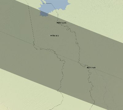 Map of the eclipse path across Cameroon on 10/02/1959