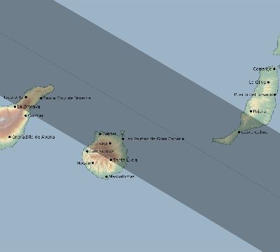 Map of the eclipse path across Spain on 10/02/1959