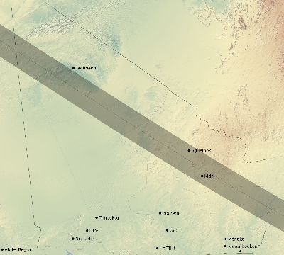 Map of the eclipse path across Mali on 10/02/1959