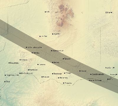 Map of the eclipse path across Niger on 10/02/1959