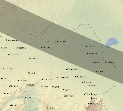 Map of the eclipse path across Nigeria on 10/02/1959