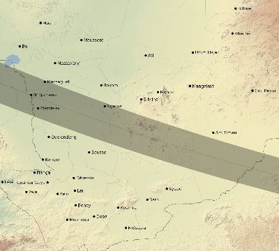 Map of the eclipse path across Chad on 10/02/1959