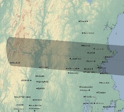 Map of the eclipse path across United States on 10/02/1959