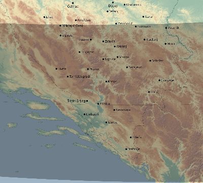 Map of the eclipse path across Bosnia and Herzegovina on 02/15/1961