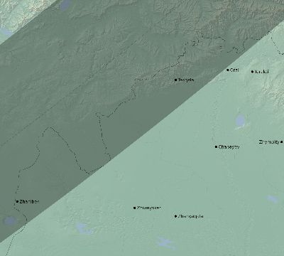 Map of the eclipse path across Kazakhstan on 02/15/1961