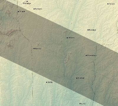 Map of the eclipse path across Benin on 07/31/1962
