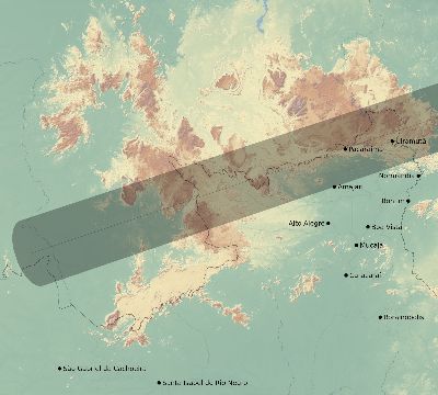 Map of the eclipse path across Brazil on 07/31/1962