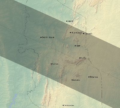 Map of the eclipse path across Togo on 07/31/1962