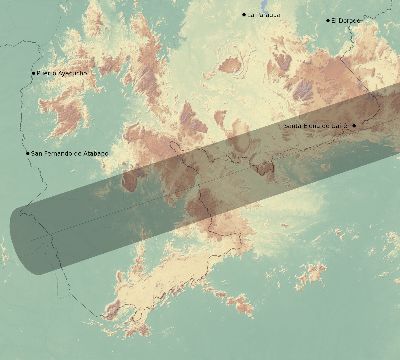 Map of the eclipse path across Venezuela on 07/31/1962