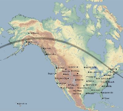 Map of the eclipse path across United States on 07/20/1963
