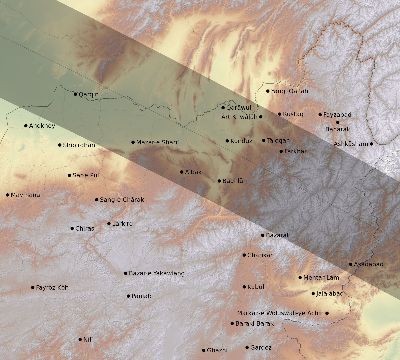 Map of the eclipse path across Afghanistan on 11/23/1965