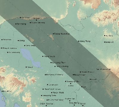 Map of the eclipse path across Cambodia on 11/23/1965