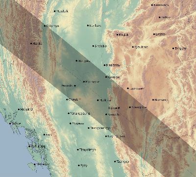 Map of the eclipse path across Myanmar on 11/23/1965