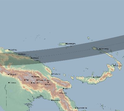 Map of the eclipse path across Papua New Guinea on 11/23/1965