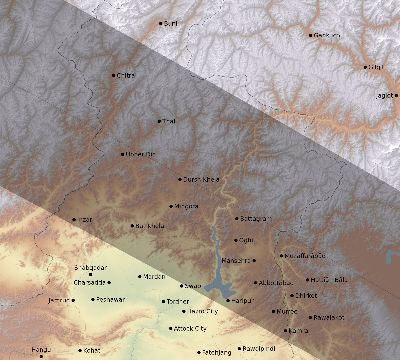 Map of the eclipse path across Pakistan on 11/23/1965