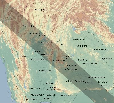 Map of the eclipse path across Thailand on 11/23/1965