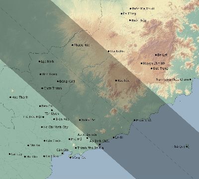 Map of the eclipse path across Vietnam on 11/23/1965