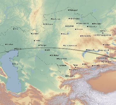 Map of the eclipse path across Kazakhstan on 05/20/1966