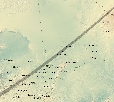 Map of the eclipse path across Mali on 05/20/1966
